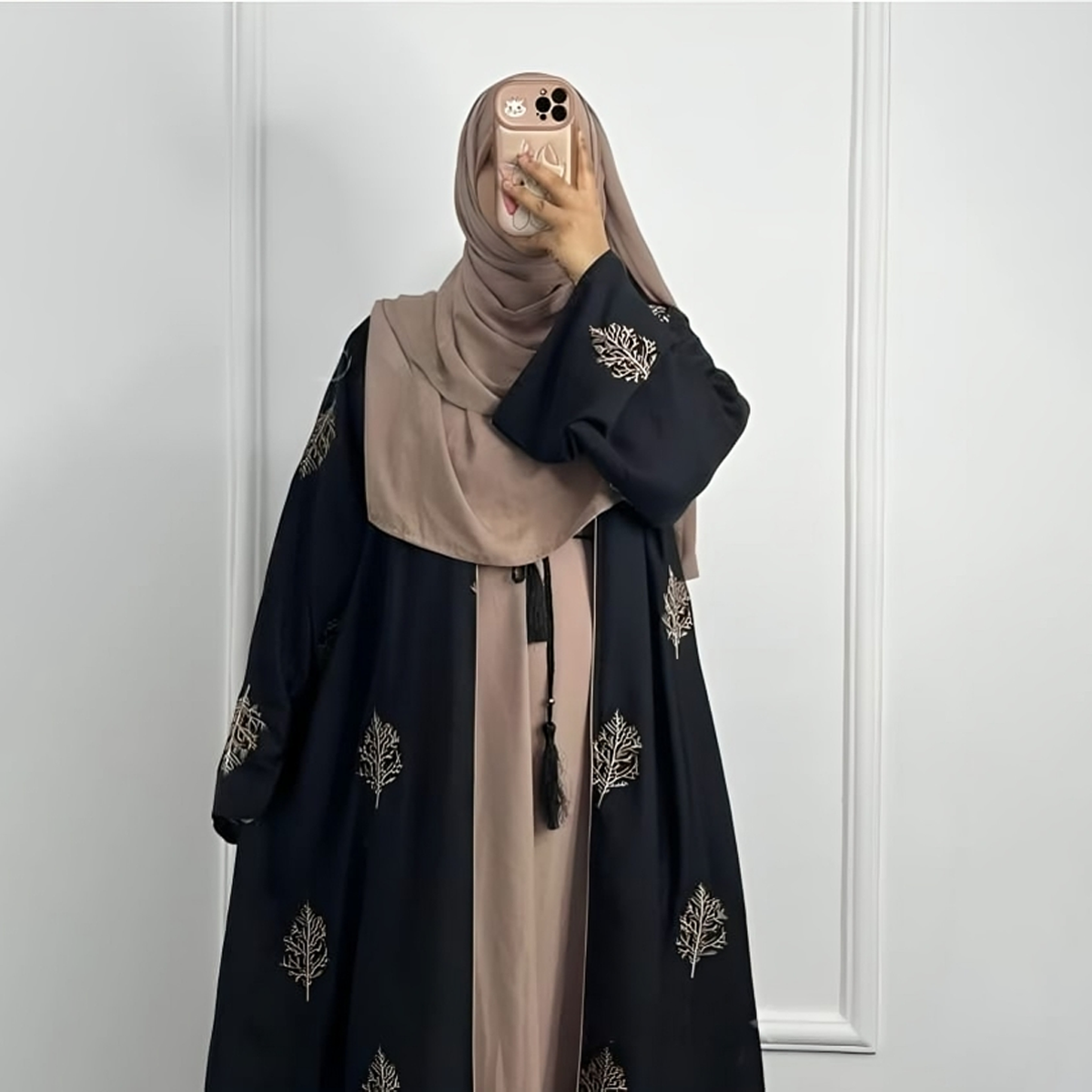 চার পার্ট পাতা Embrodiary বোরখা